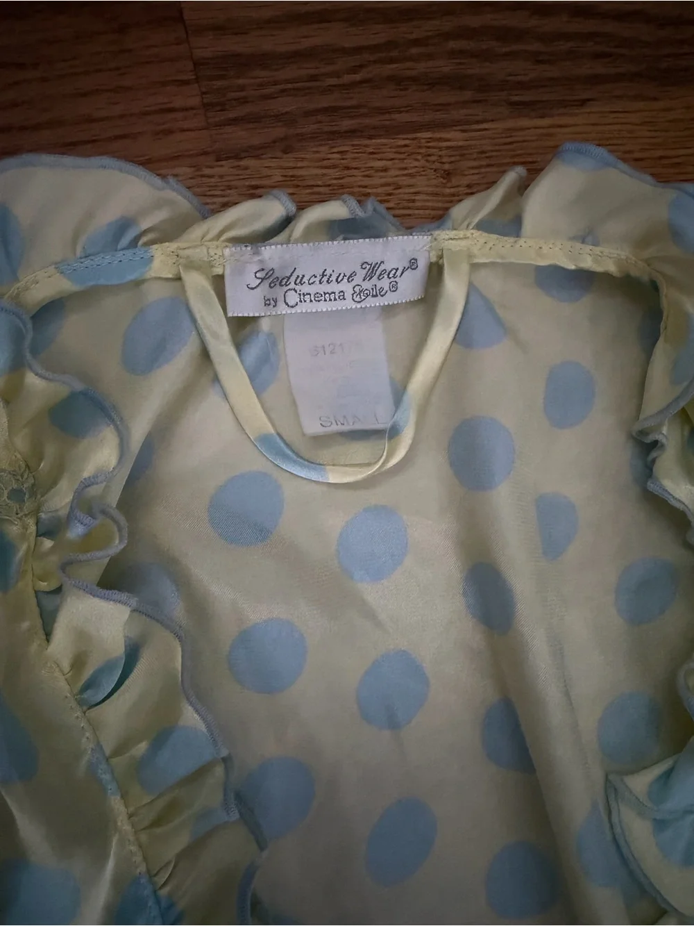 Vintage Y2K baby doll lingerie dress  and robe Polka Dot Lace-Trim small